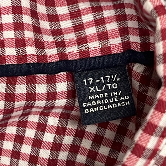2 for $25 Men’s Tommy Hilfiger red and white checkered shirt sleeve button down - Picture 2 of 3